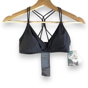 Volcom Womens Bikini‎ Top XS Black Wireless Criss Cross Strap Simply Solid New